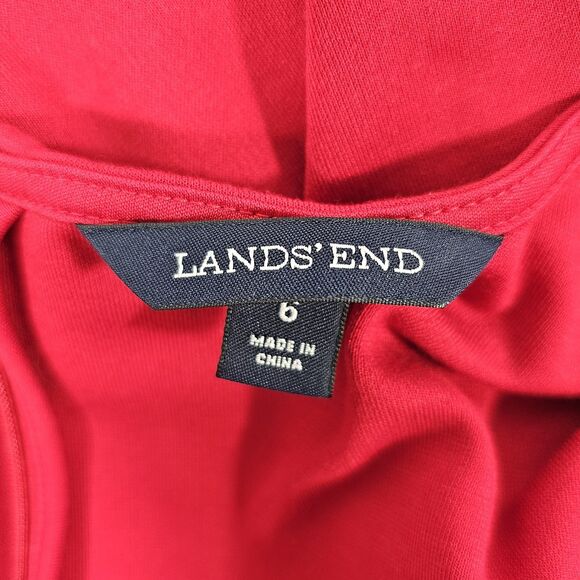 Lands' End Red Faux Wrap Sheath Stretch Dress Women’s Size 6 - Picture 3 of 9